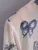 lapel lantern sleeve butterfly print shirt  NSAM26212
