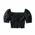 elastic waist square neck puff sleeve shirt  NSAC26306