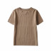 Elastic round neck knit T-shirt  NSLD26328