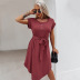 Pure Color Short Sleeve Knit Casual Dress  NSDY26439