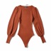 retro sexy puff sleeve knitted jumpsuit   NSHS26458