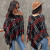 autumn and winter fringed shawl stripes V-neck pullover sweater NSSA26476