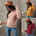 round neck solid color hollow knit sweater   NSSA26479