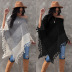 tassel hem contrast stitching bat sleeve pullover cloak NSSA26484
