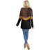 round neck long-sleeved leopard print contrast stitching sweater NSSA26510