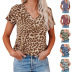 spring and summer new loose V-neck leopard print short-sleeved t-shirt  NSLZ26648