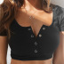spring and summer new button collar solid color short-sleeved v-neck T-shirt NSLZ26659