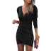 Printed Long Sleeve Short Dress NSLZ26666
