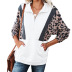 Lapel Leopard Print Sweatshirt NSLZ26670