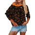 Fall New Loose Halloween Pumpkin Skull Print Pullover T-shirt NSLZ26678