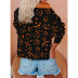 Fall New Loose Halloween Pumpkin Skull Print Pullover T-shirt NSLZ26678