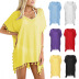 new solid color tassel stitching loose V-neck beach blouse  NSOY26726