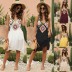 Summer crochet flower stitching sexy perspective hollow suspender dress  NSOY26746