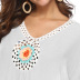 crochet flower stitching color tassel loose deep V beach blouse  NSOY26753
