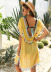 irregular stitching colorful tassels sexy backless V-neck beach sunscreen blouse NSOY26787
