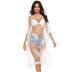 irregular perspective mesh feather embroidery tassel stitching strapless beach blouse  NSOY26798