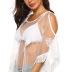 irregular perspective mesh feather embroidery tassel stitching strapless beach blouse  NSOY26798