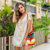 V-Neck Straps Knitted Slit Beach Sun Protection Clothing NSOY26815
