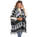 geometric pattern tassel stitching cloak  NSOY26821