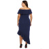 plus size ruffled irregular evening dress  NSOY26840