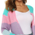 color stitching stripes slit big pockets long jacket NSOY26842