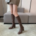 simple soft leather mid-heel knight boots NSHU26923