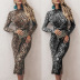 spring and summer new print long-sleeved hip sexy slim dress NSZH27026