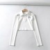 new autumn lapel breasted embroidery sexy slim short long sleeve T-shirt NSHS27107