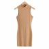 fashion summer new round neck solid color slim sleeveless hip dress NSHS27109