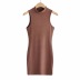fashion summer new round neck solid color slim sleeveless hip dress NSHS27109