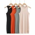 fashion summer new round neck sexy self-cultivation side slit short dress NSHS27113