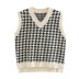 houndstooth loose V-neck knitted vest  NSAC27328