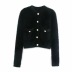 Faux mink pearl button plush knitted cardigan NSAC27329