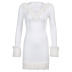 Furry Stitching Hooded Lace-Up Dress NSRUI82893