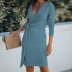 V-neck belt long-sleeved dress nihaostyles clothing wholesale NSLZ82900