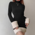 Turtleneck Fur Stitching Dress nihaostyles clothing wholesale NSRUI82901