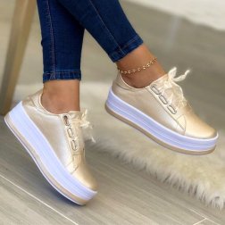 Golden Platform Casual Loafers Shoes NSHYR82904