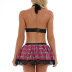 Lace Bowknot bra with plaid Short Skirt set nihaostyles clothing wholesale NSFCY82908