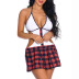 Scottish plaid printed lingerie nihaostyles clothing wholesale NSFCY82910