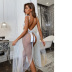 Lace one-piece lingerie mesh long skirt two-piece set nihaostyles clothing wholesale NSFCY82918