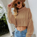 solid color turtleneck short cable loose knitted sweater nihaostyles clothing wholesale NSYH82930