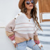 striped long-sleeved round neck pullover sweater nihaostyles clothing wholesale NSYH82932