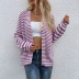 V-neck button striped lantern sleeves knitted sweater cardigan nihaostyles wholesale clothing NSMMY82938