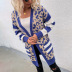 mid-length color-blocking leopard print sweater cardigan nihaostyles wholesale clothing NSMMY82948