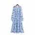 autumn v-neck floral print long-sleeved dress nihaostyles wholesale clothing NSAM82959