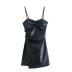 autumn artificial leather tube top sling black dress nihaostyles wholesale clothing NSAM82963