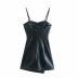 autumn artificial leather tube top sling black dress nihaostyles wholesale clothing NSAM82963