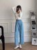 autumn high-waisted wide-leg straight jeans nihaostyles wholesale clothing NSAM82969