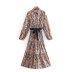 autumn digital snake print long sleeve belted lapel dress nihaostyles wholesale clothing NSAM82979