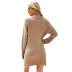 solid color long sleeve high neck knitted dress nihaostyles clothing wholesale NSYH83032